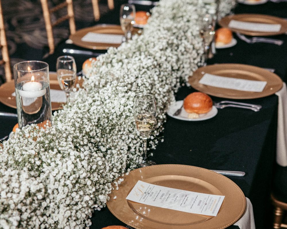 Winter wedding table settings