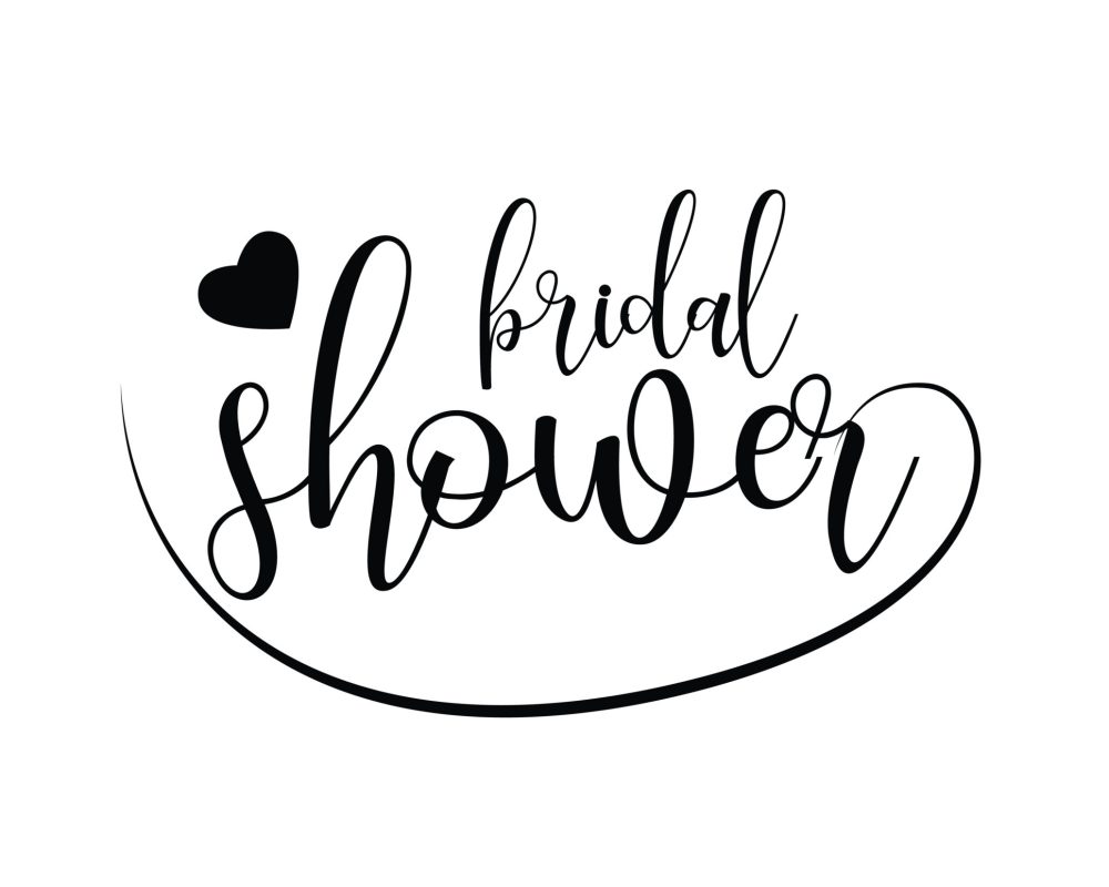 bridal shower typography text with love heart